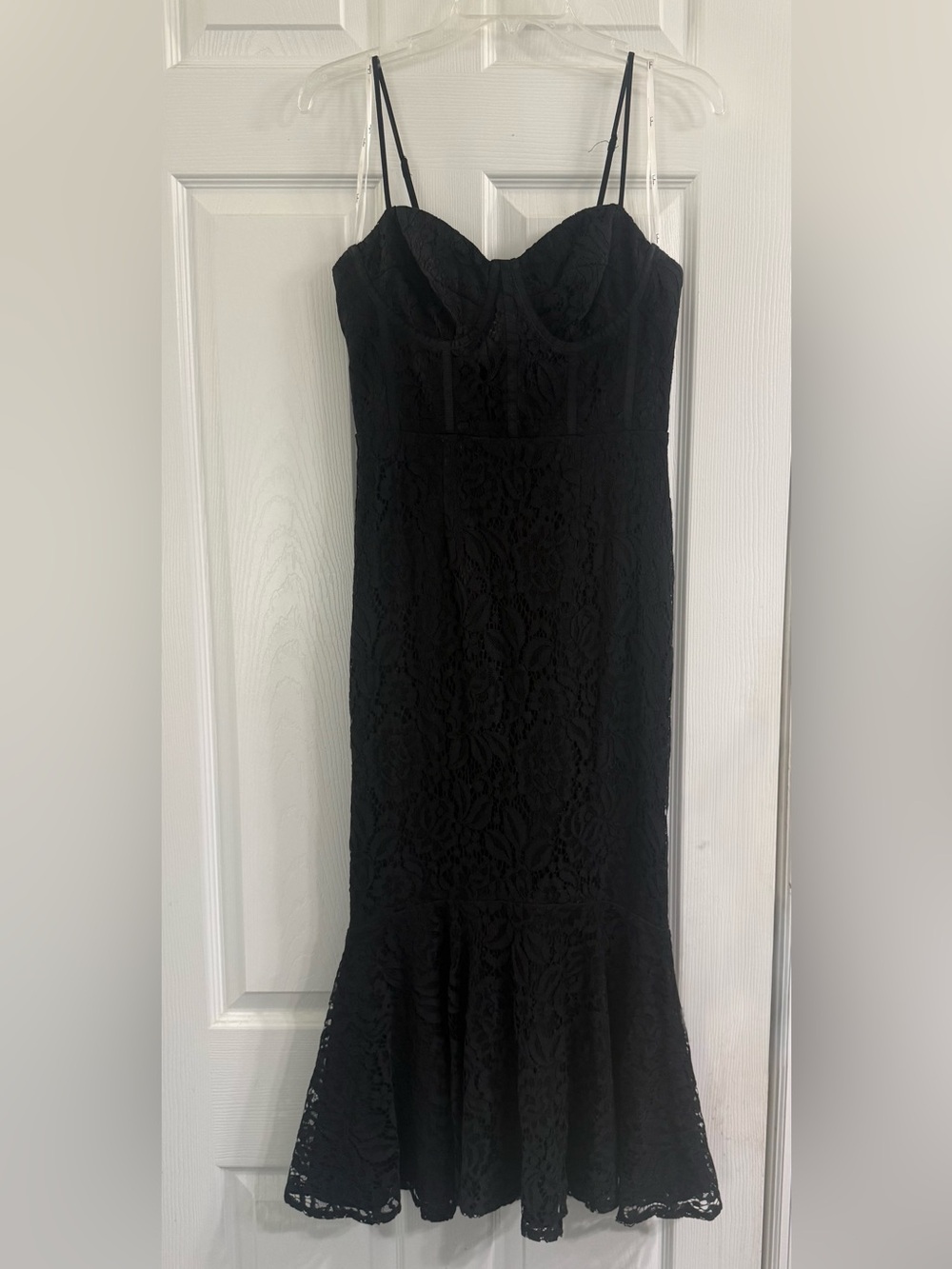 Lulu's Black adjustable strap Lace Mermaid Dress
